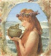 Sir Lawrence Alma-Tadema,OM.RA,RWS Pandora (mk46) oil on canvas